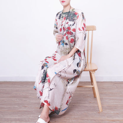 Maxi Dress Bracelet Sleeved Gown O Neck Gown