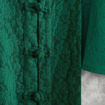 Green Wool Blended Coat Loose Fitting Stand Asymmetric Outwear Boutique Long Sleeve Pockets Large Hem Trench Coat