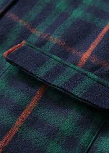 Green Plaid Wool Overcoat Clothing Winter Coat Lapel Pockets Coats