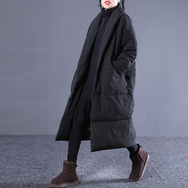 Light Gray Winter Turn-down Down Collar Cotton Overcoat Fine Pockets Overcoat