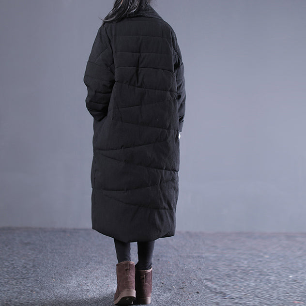 Light Gray Winter Turn-down Down Collar Cotton Overcoat Fine Pockets Overcoat