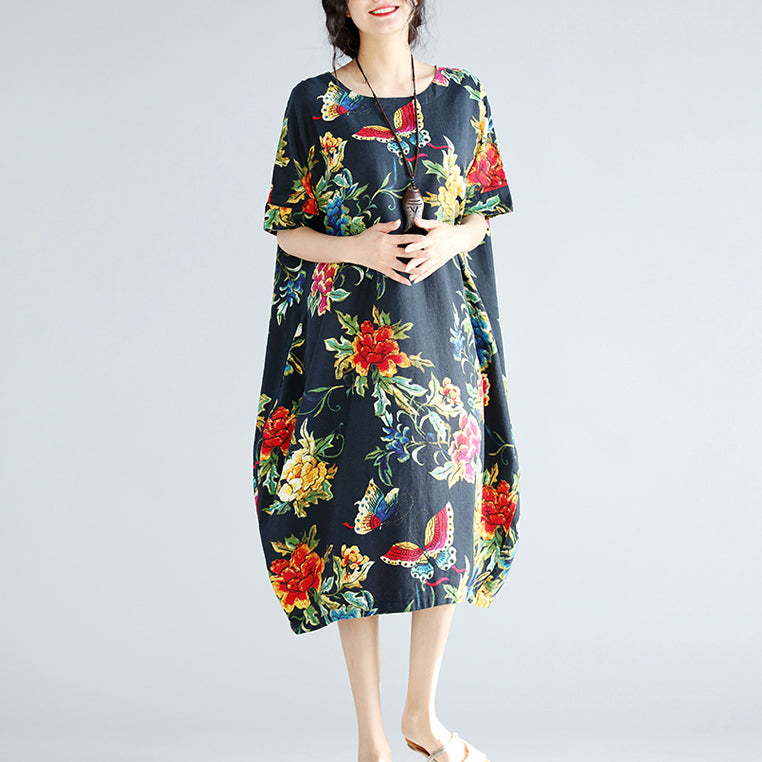 Navy Linen Shift Dresses Holiday Dresses New Short Sleeve Linen Dress