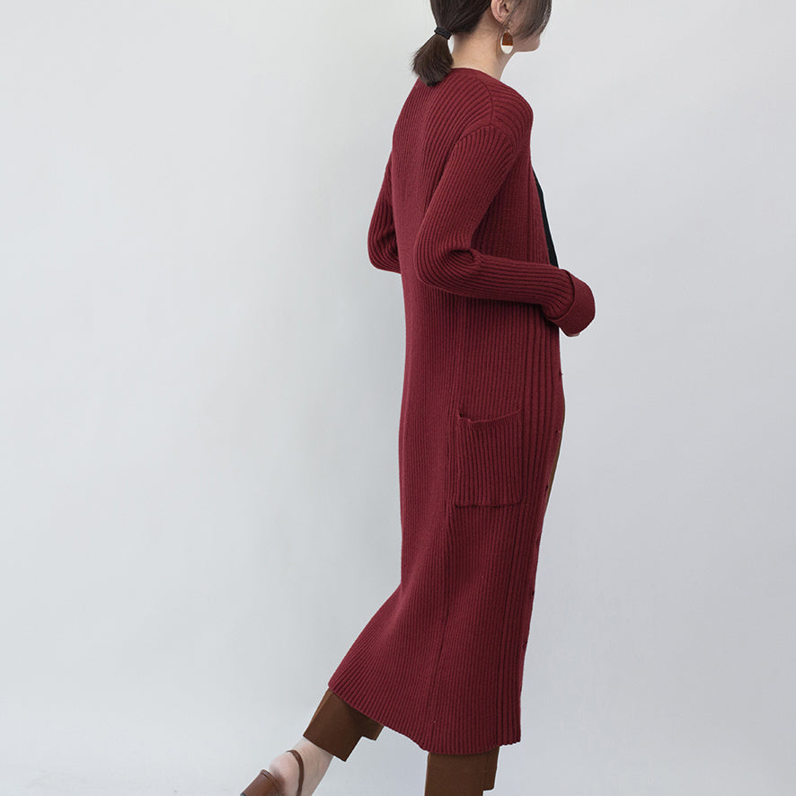 Nude Winter Coat V Neck Long Coat New Pockets Cardigan Coats