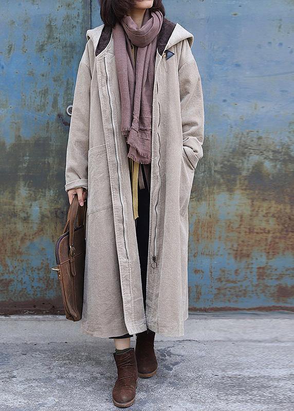 Nude Overcoat Winter Jacket Zippered Hooded Winter Coats