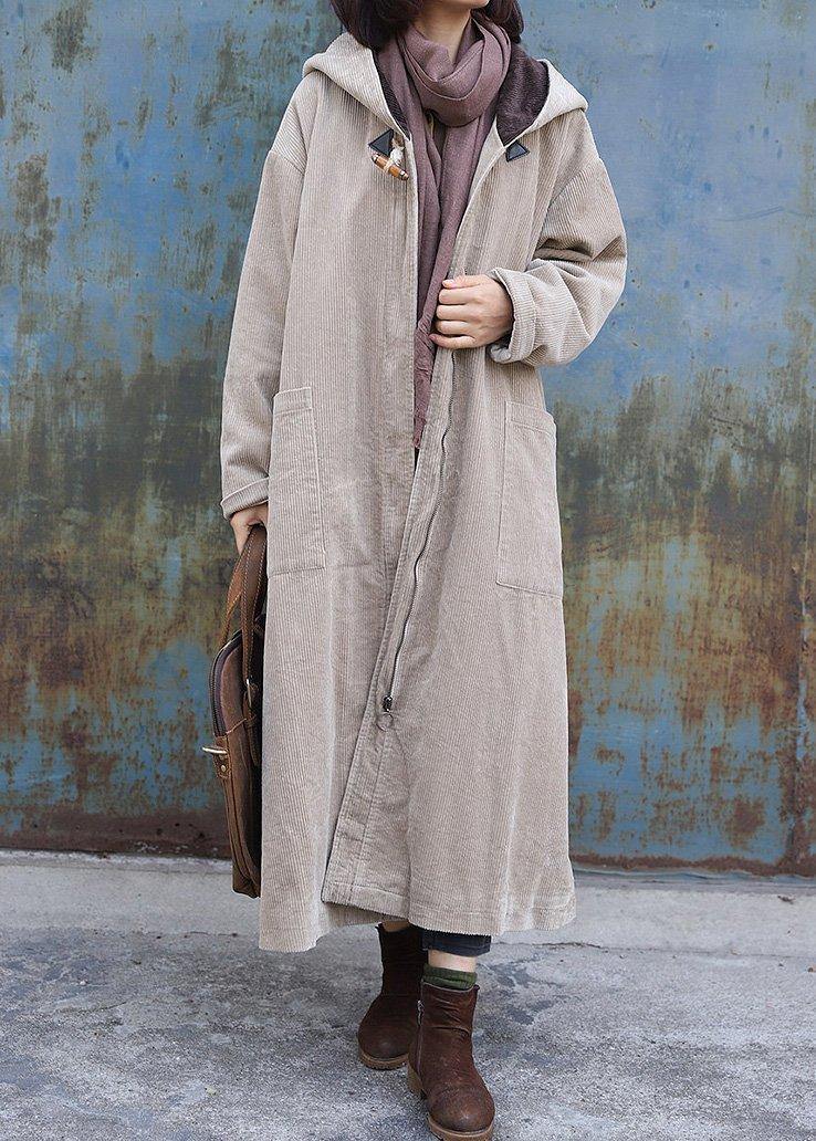Nude Overcoat Winter Jacket Zippered Hooded Winter Coats