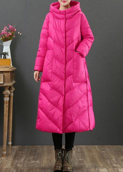 Oversize Trench Coat Winter Coat Rose Hooded Pockets Woolen Coat
