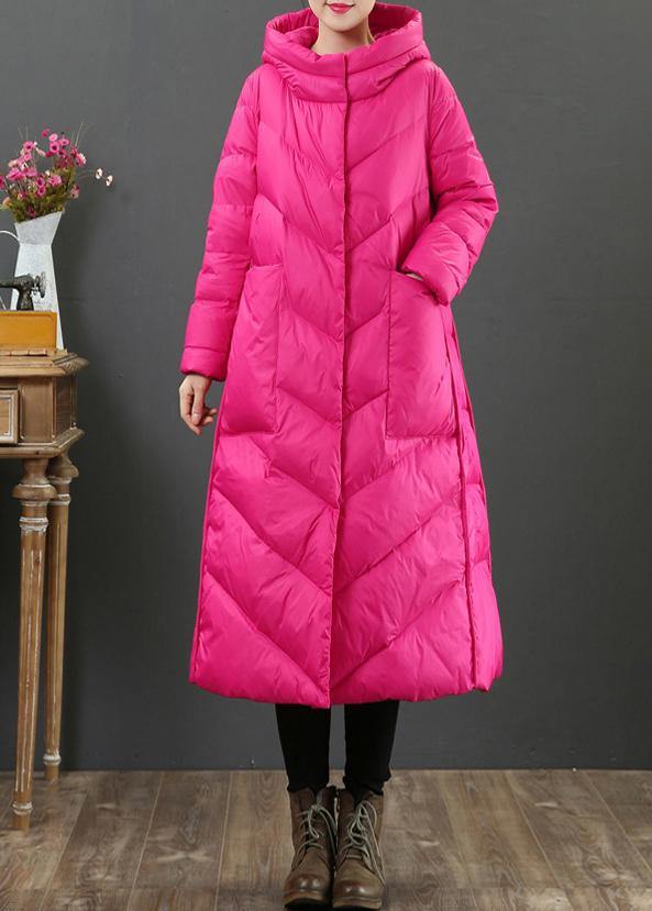 Oversize Trench Coat Winter Coat Rose Hooded Pockets Woolen Coat