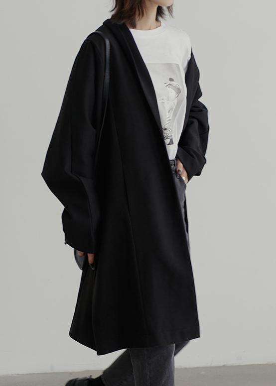 Oversize Winter Jackets Black Batwing Sleeve Pockets Woolen Outwear