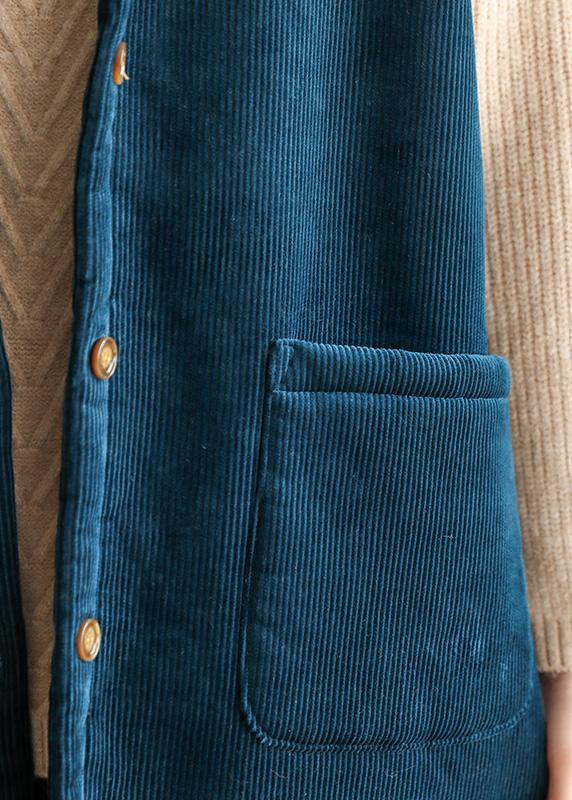 Oversized Winter Jacket Sleeveless Outwear Blue Hooded Coat