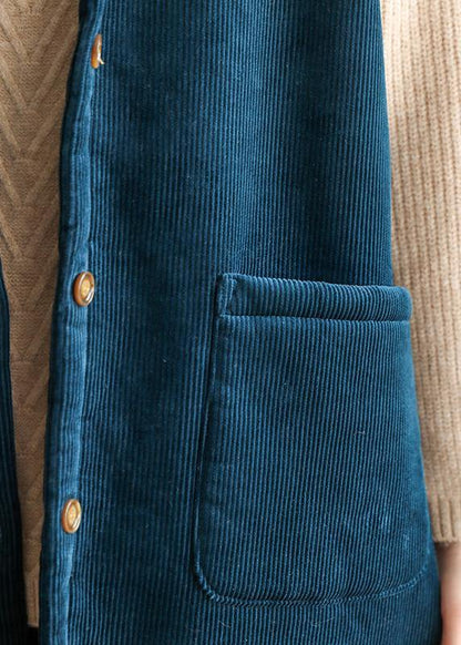 Oversized Winter Jacket Sleeveless Outwear Blue Hooded Coat
