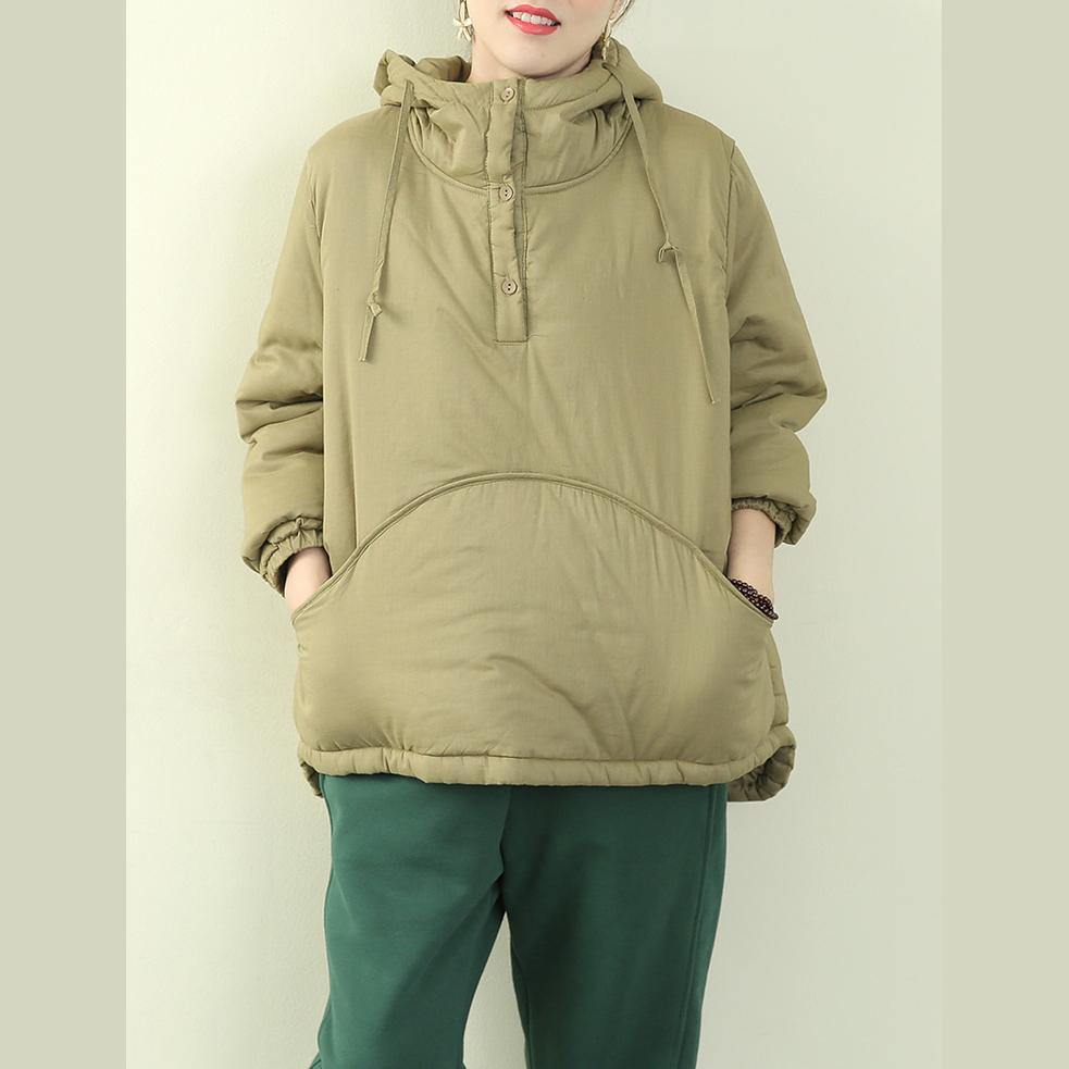 Jackets Outwear Light Green Hooded Drawstring Parka