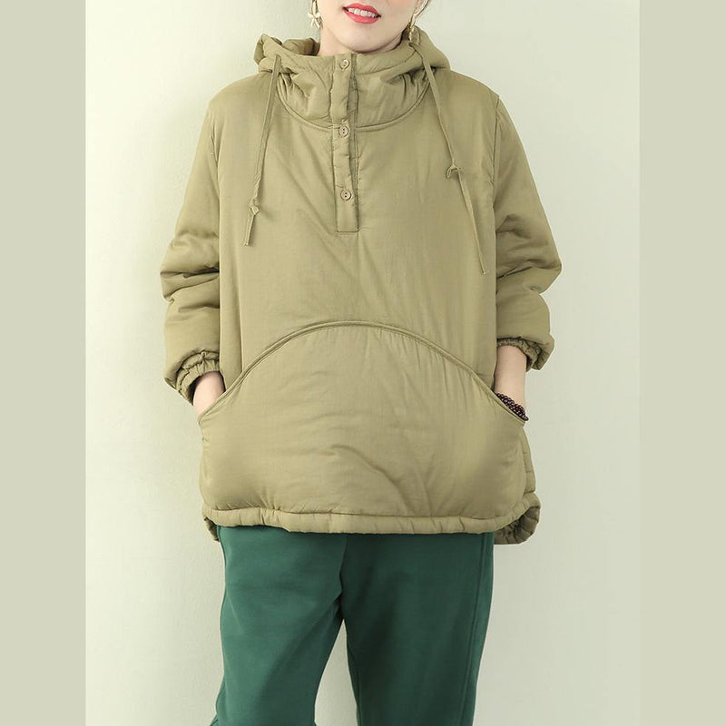 Jackets Outwear Light Green Hooded Drawstring Parka