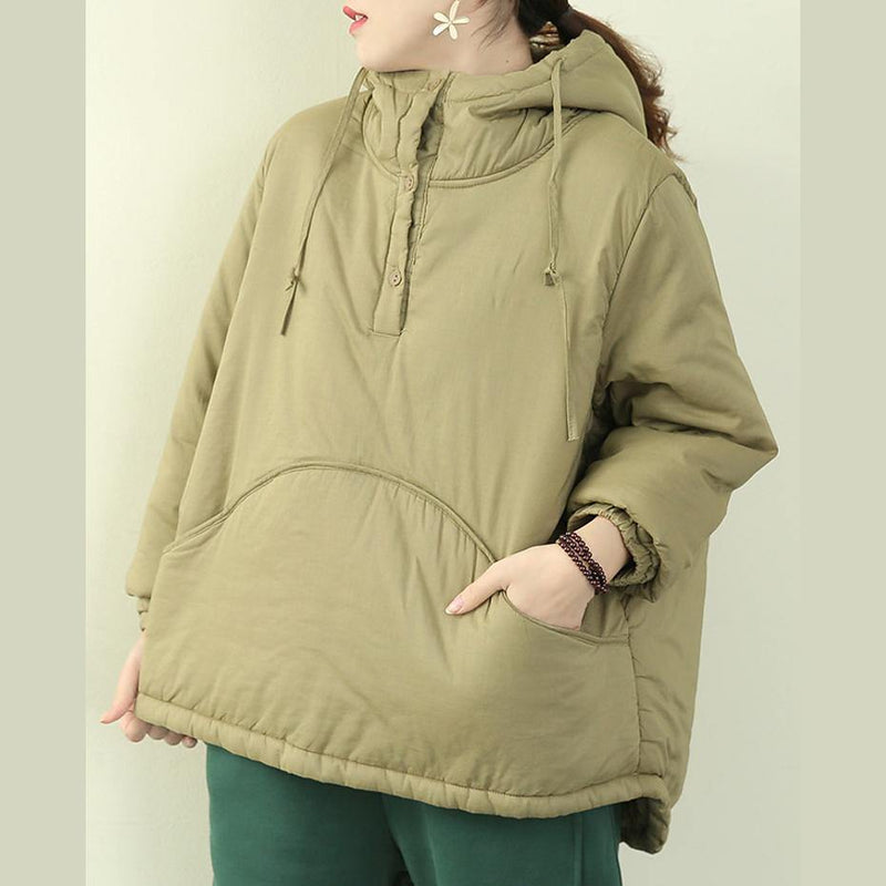 Jackets Outwear Light Green Hooded Drawstring Parka