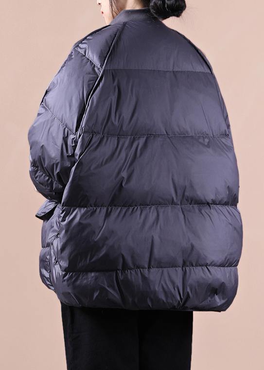 Parka Coats Purple Gray Pockets Zippered Warm Winter Coat