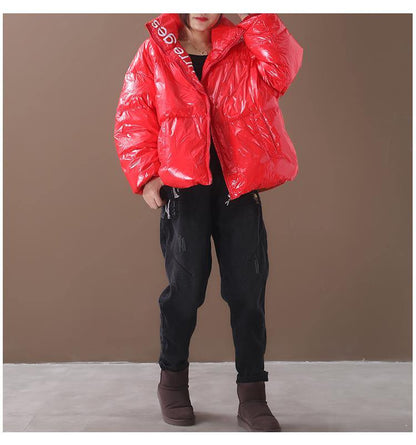 Snow Jackets Hooded Coats Red Warm Stand Collar Down Coat Winter