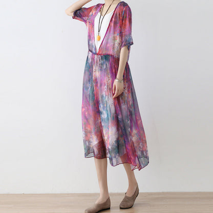 Prints Chiffon Caftans Chiffon Caftans Fine Short Sleeve Kaftans