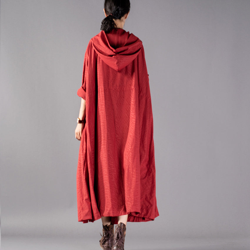 Red Winter Coat Clothing Hooded Coats Baggy Coats