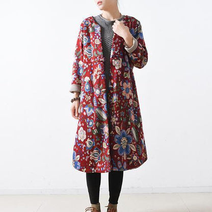 Red Cotton Coats Maxi Coat Long Coats