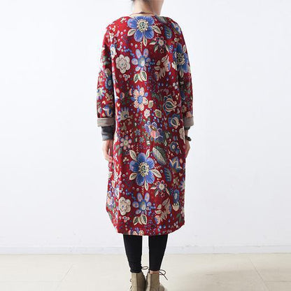 Red Cotton Coats Maxi Coat Long Coats