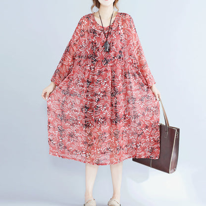 Red Chiffon Dress Clothing Dresses Long Sleeve Two Pieces and Cotton Sleeveless Dress