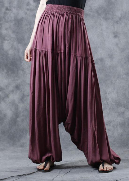 Red Linen Cinched Pants Harem Pants