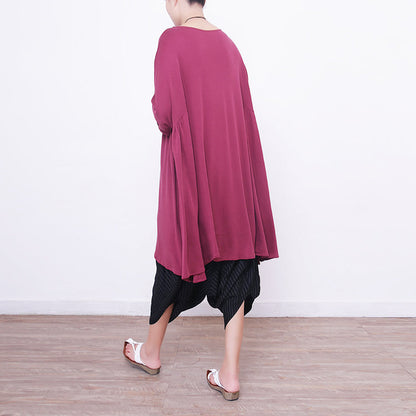 Red Silk Dress Silk Clothing Dress Big Hem O Neck Silk Dresses