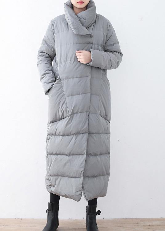 Silver Down Jacket Woman V Neck Winter Jacket Thick Warm Fine Overcoat