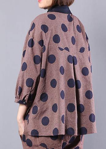 Two Pieces Red Dotted Loose Tops With Wild Pants