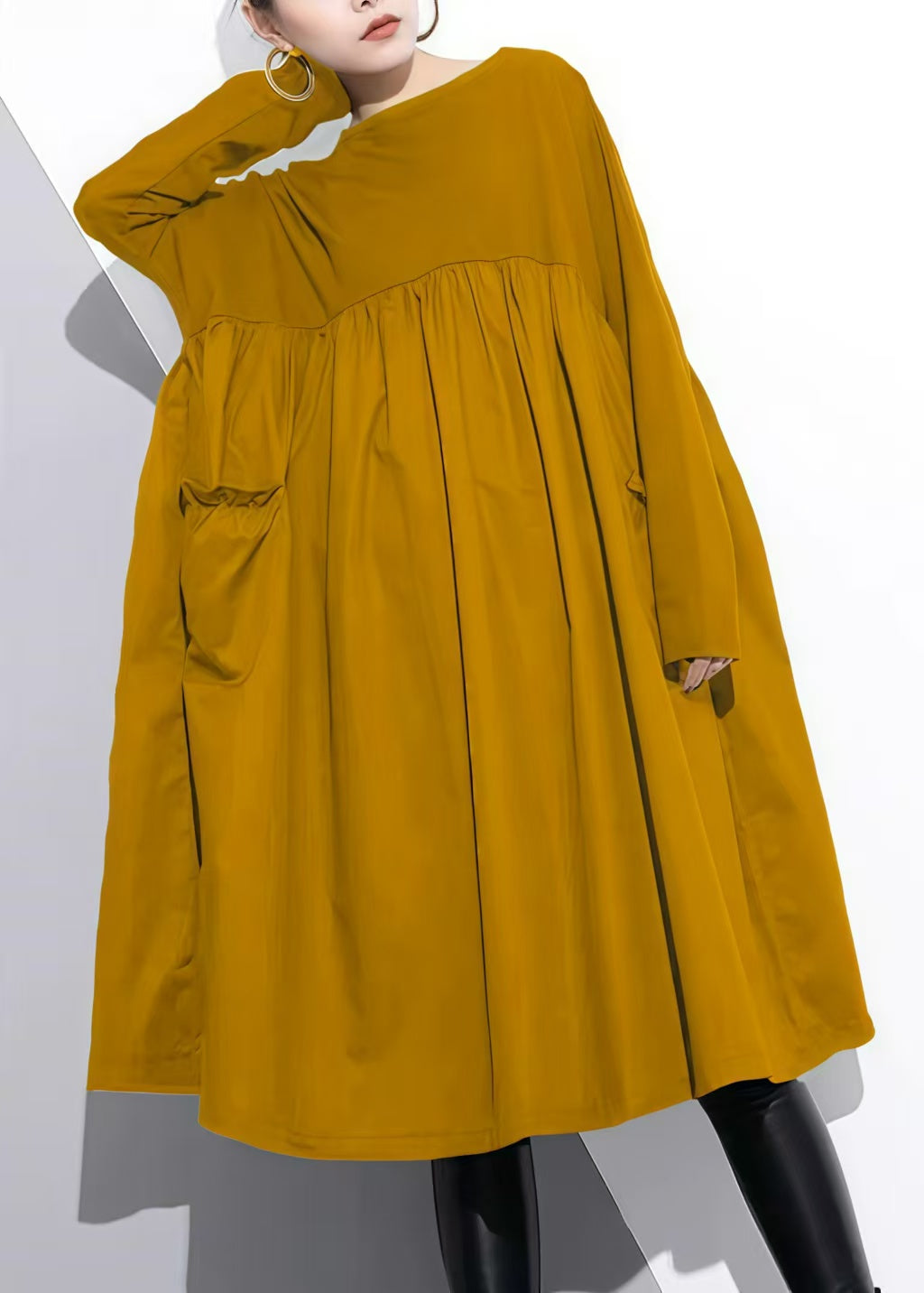 Gold Shift Dress Cotton Clothing Dress